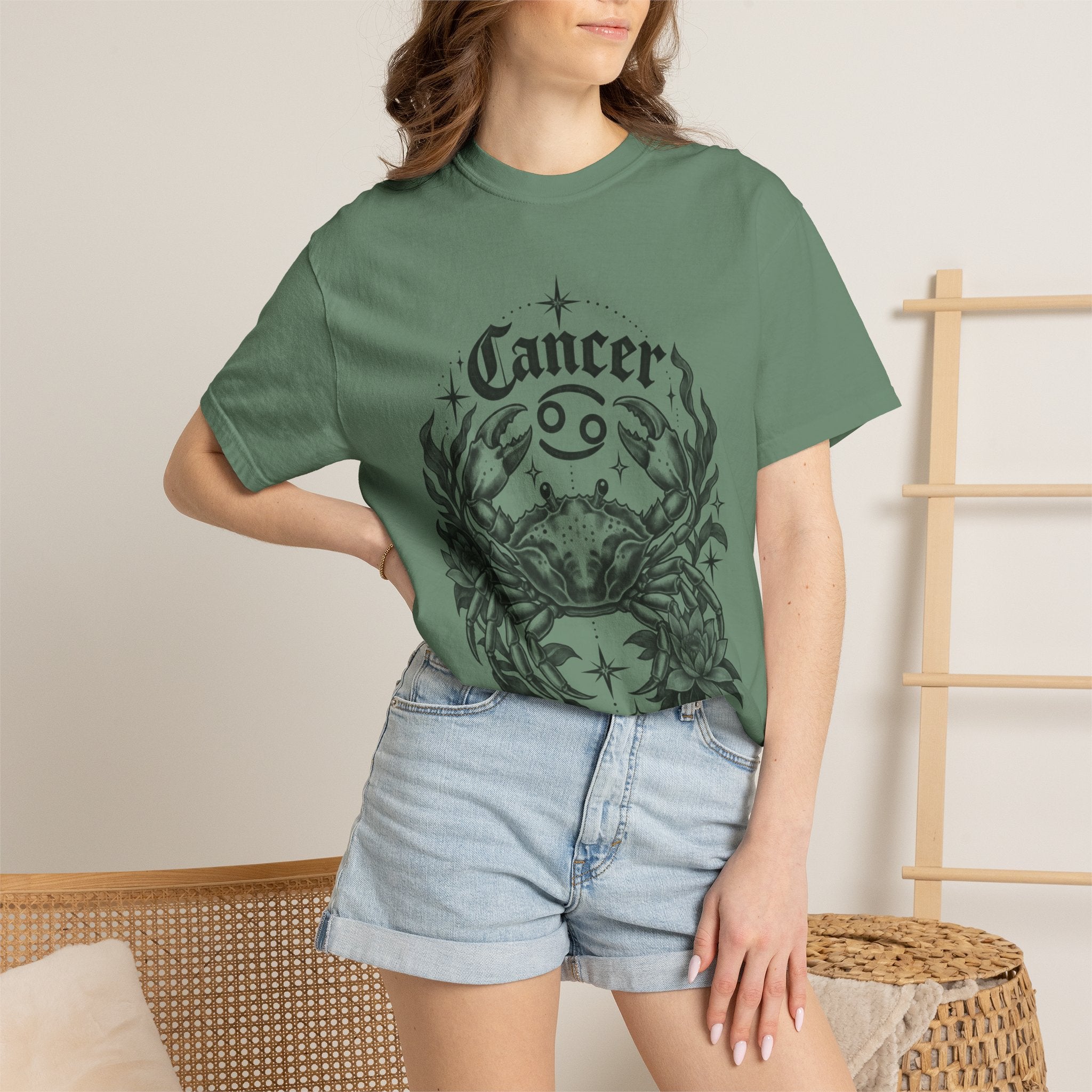 Cancer Zodiac T-Shirt — Floral Crab Astrology Tee