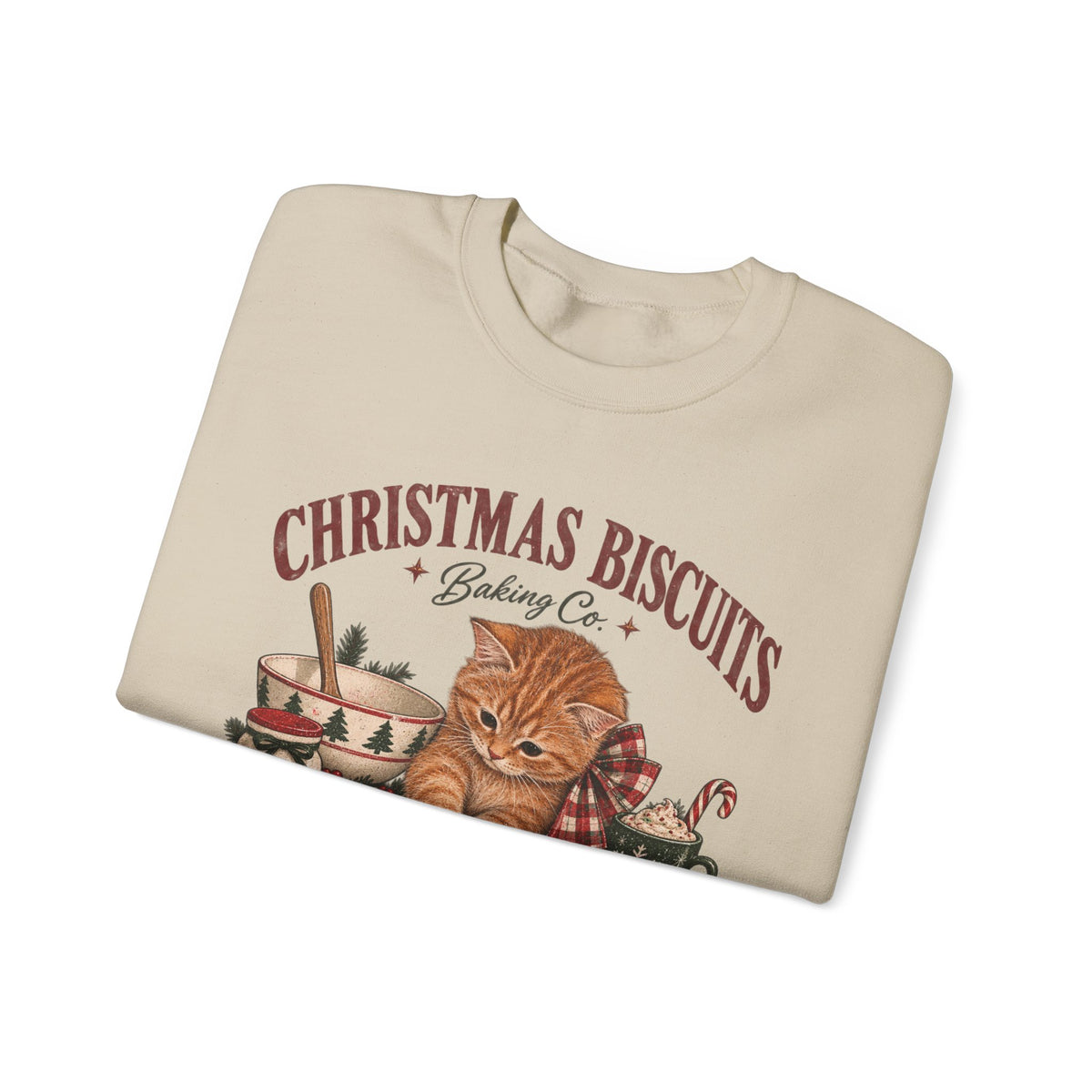 Crewneck Sweatshirt — Christmas Biscuits Baking Co. Cat Holiday Sweatshirt