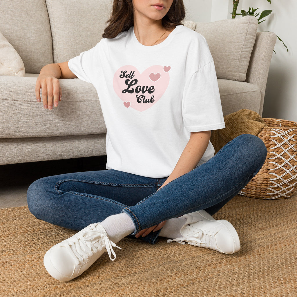 Self Love Club T-Shirt — Pink Heart Graphic Tee for Women & Teens