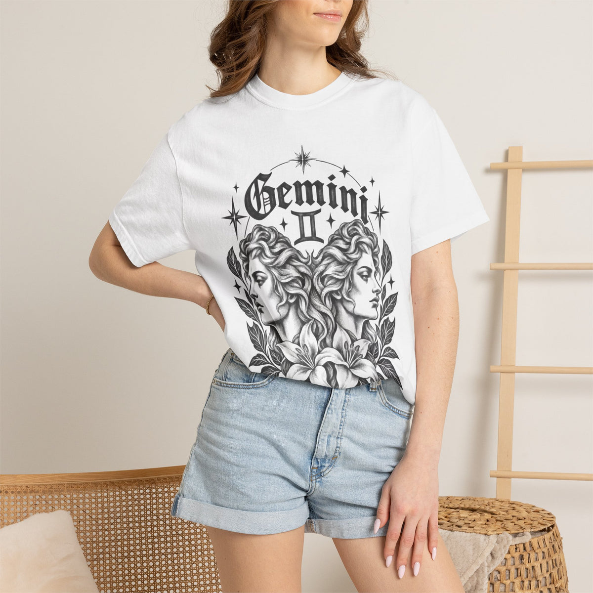 Gemini Zodiac Tee — Twin Faces Astrology T-Shirt
