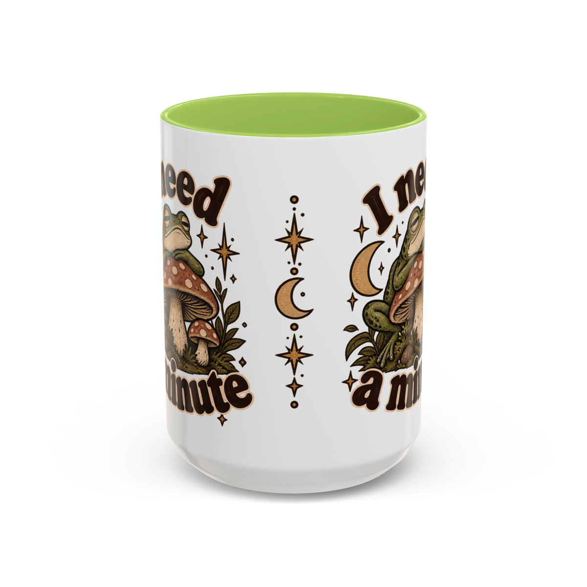 I Need a Minute Mug — Cozy Frog & Mushroom Ceramic Coffee Mug