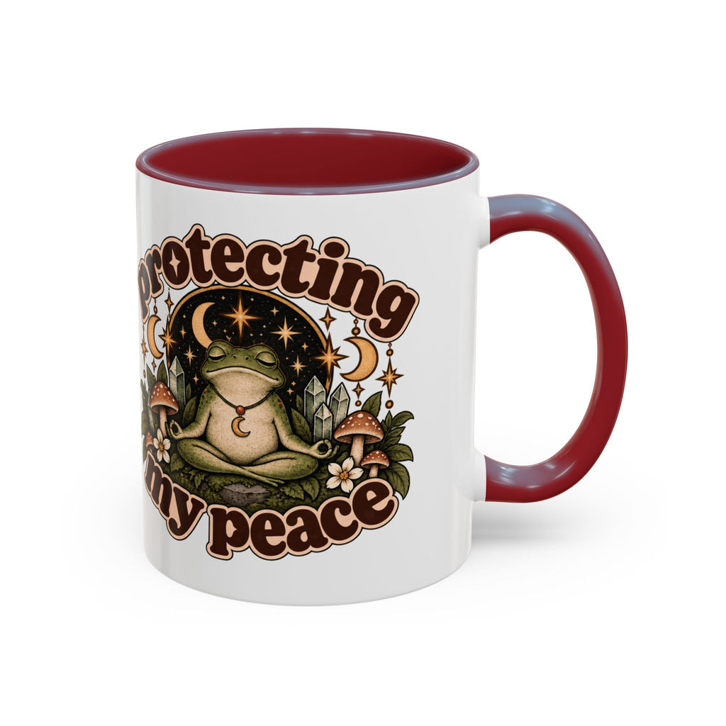 Protecting My Peace Mug — Frog & Mushroom Ceramic Coffee Mug