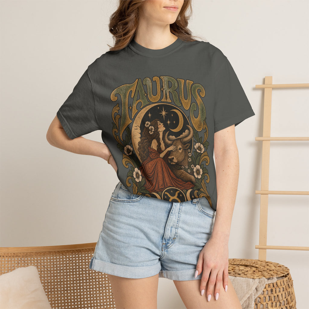 Taurus Zodiac T‑Shirt — Vintage Astrological Bull Graphic