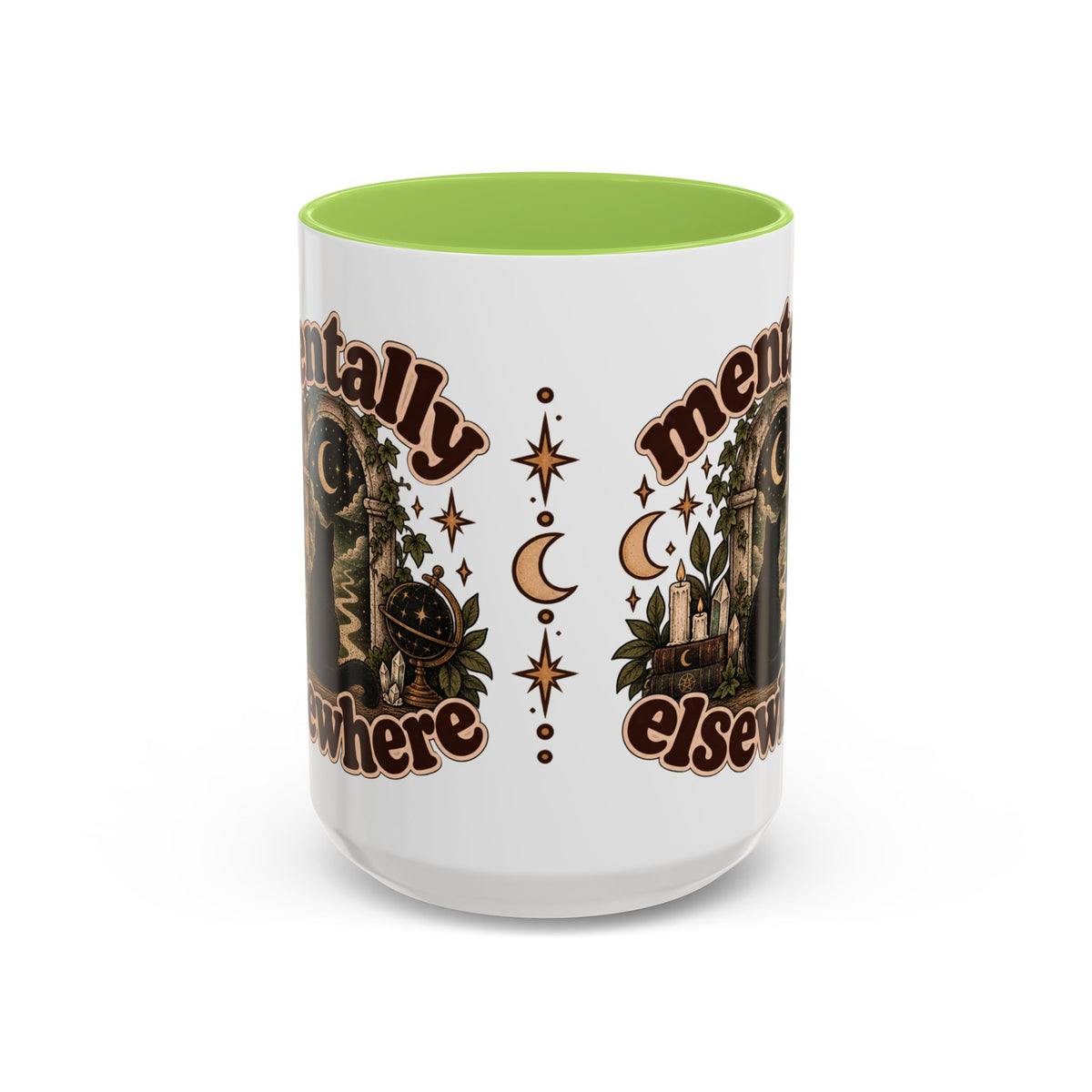 Mentally Elsewhere Mug — Black Cat Celestial Ceramic Coffee Mug