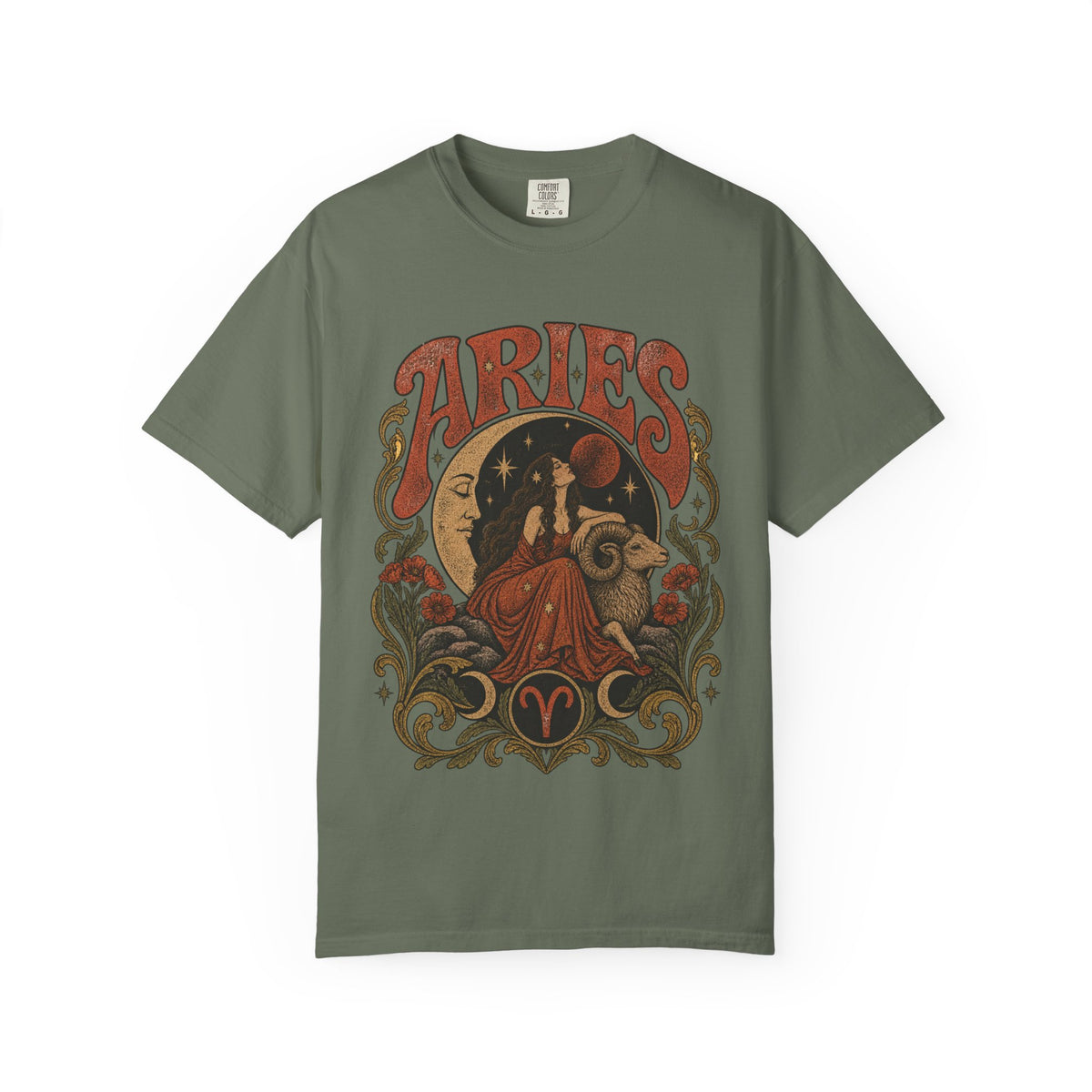 Vintage Aries Zodiac Tee — Moon & Ram Astrology Graphic T-Shirt