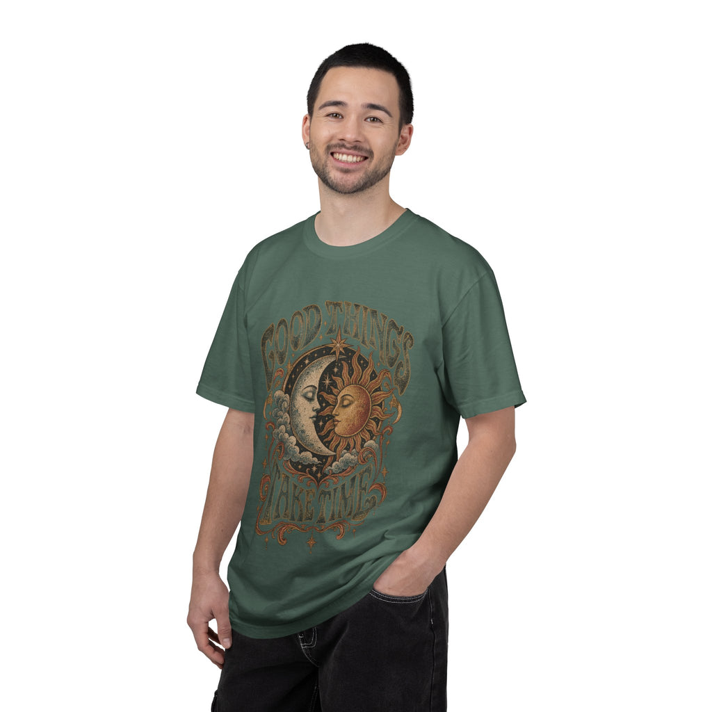 Good Things Take Time Tee — Vintage Sun & Moon Graphic T-Shirt