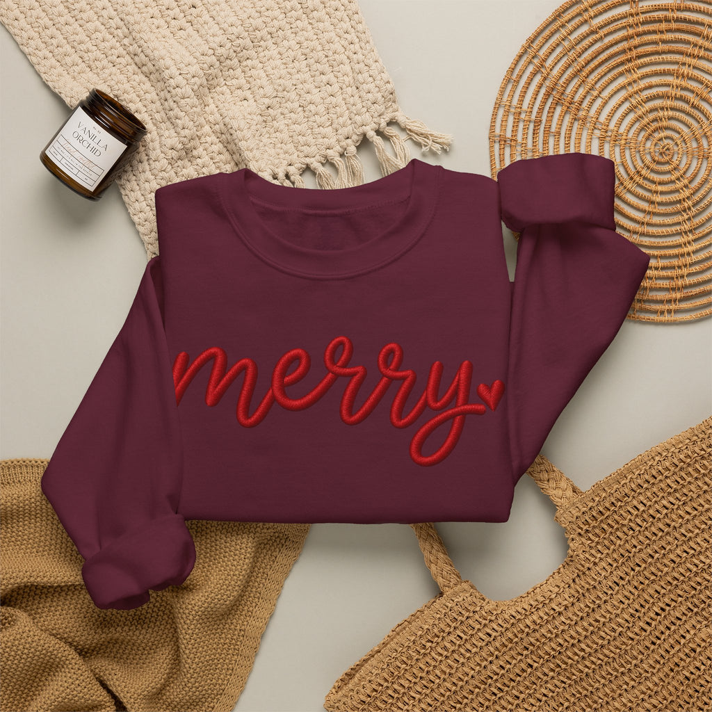 Merry Script Sweatshirt — Cozy Holiday Crewneck