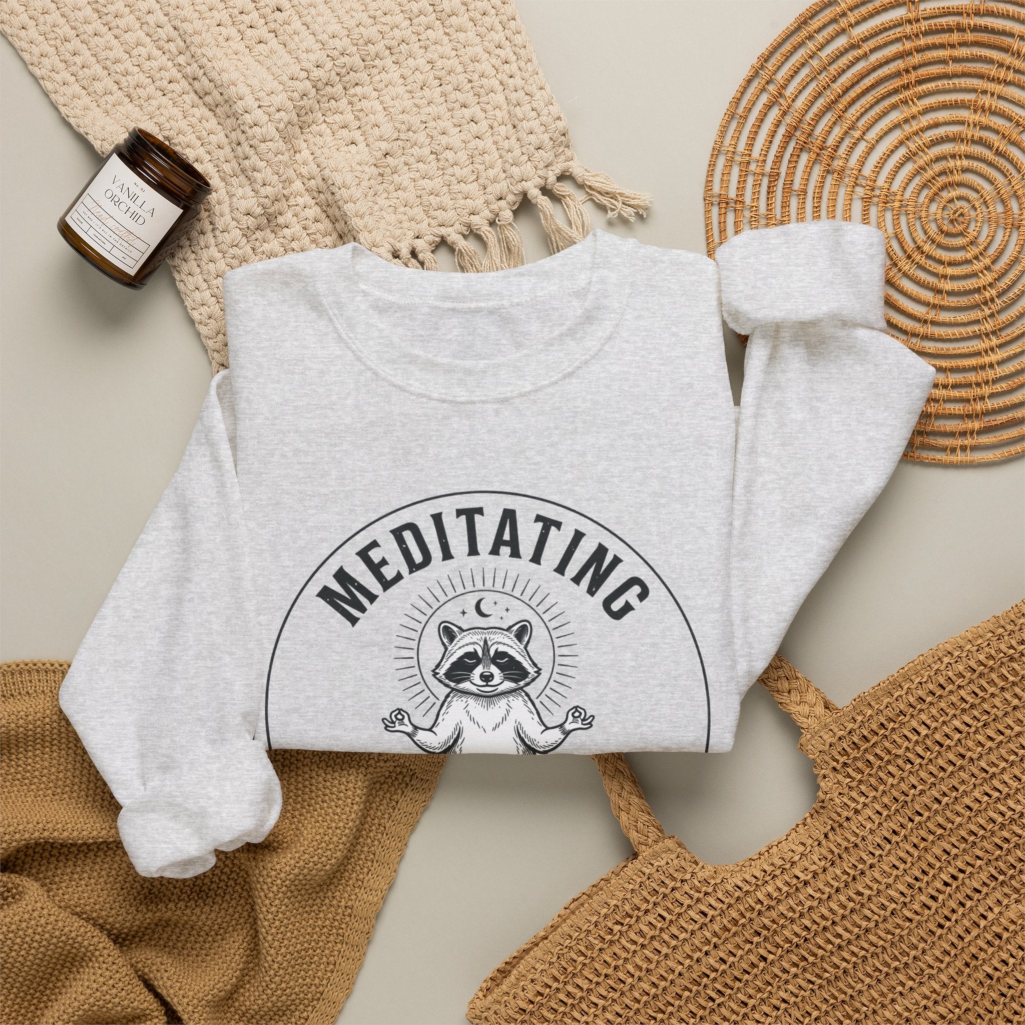 Meditating Raccoon Sweatshirt | Feral Raccoon Aesthetic, Celestial Wilderness