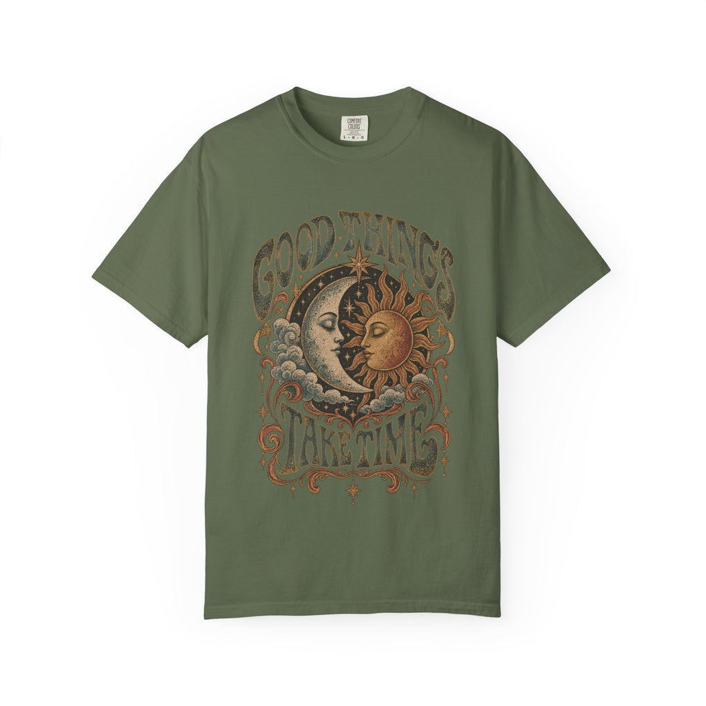 Good Things Take Time Tee — Vintage Sun & Moon Graphic T-Shirt