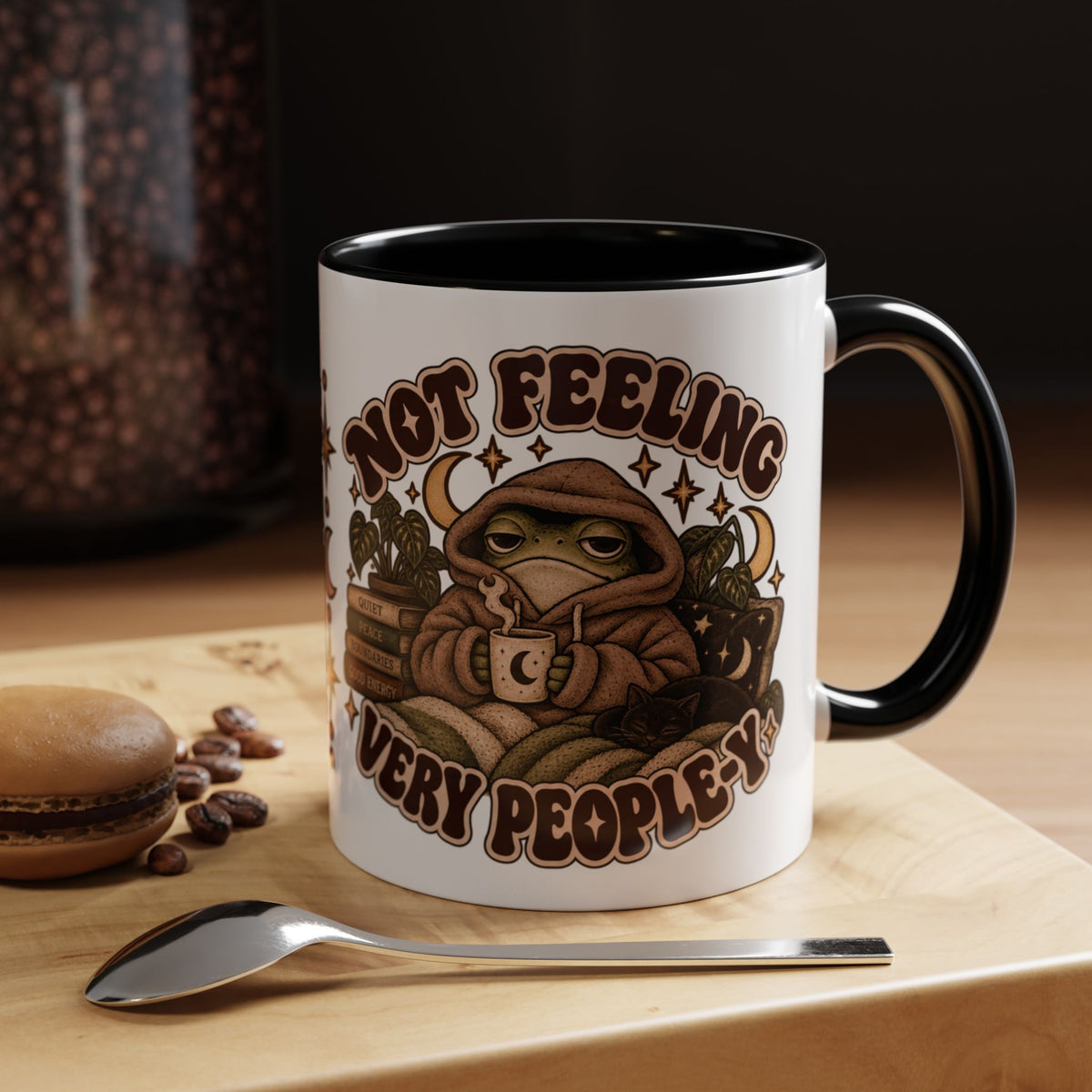 Not Feeling Very Peopley Mug — Cozy Frog Introvert Ceramic Coffee Mug