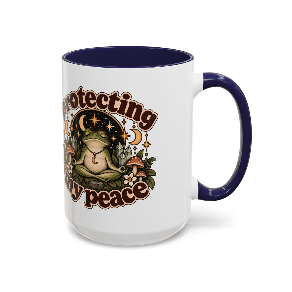 Protecting My Peace Mug — Frog & Mushroom Ceramic Coffee Mug