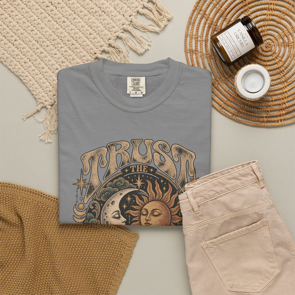 Trust the Universe T-Shirt — Vintage Sun & Moon Graphic