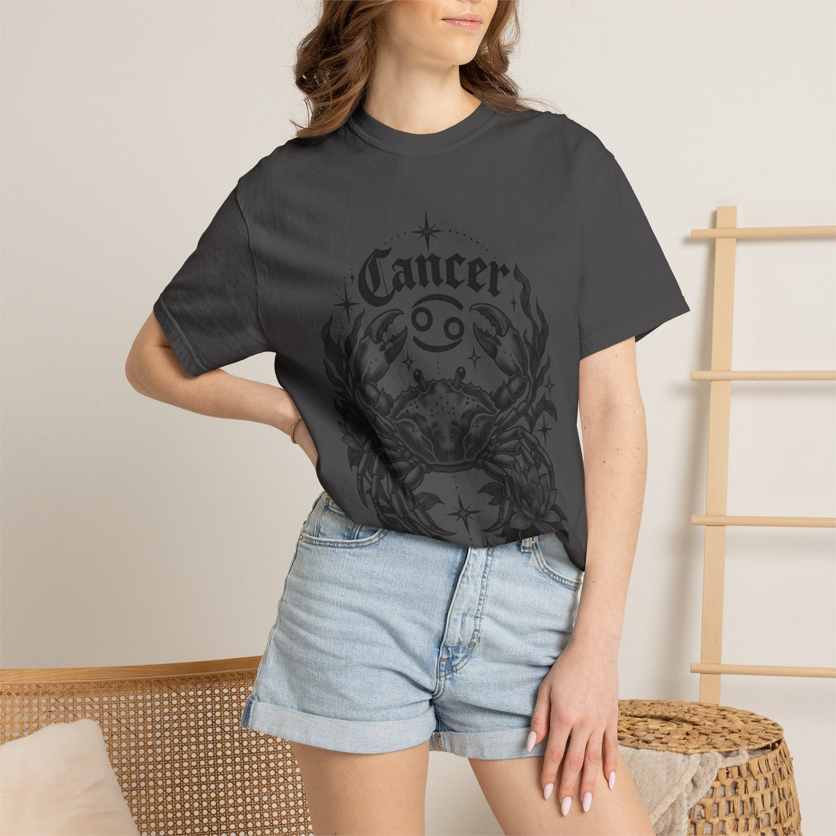 Cancer Zodiac T-Shirt — Floral Crab Astrology Tee