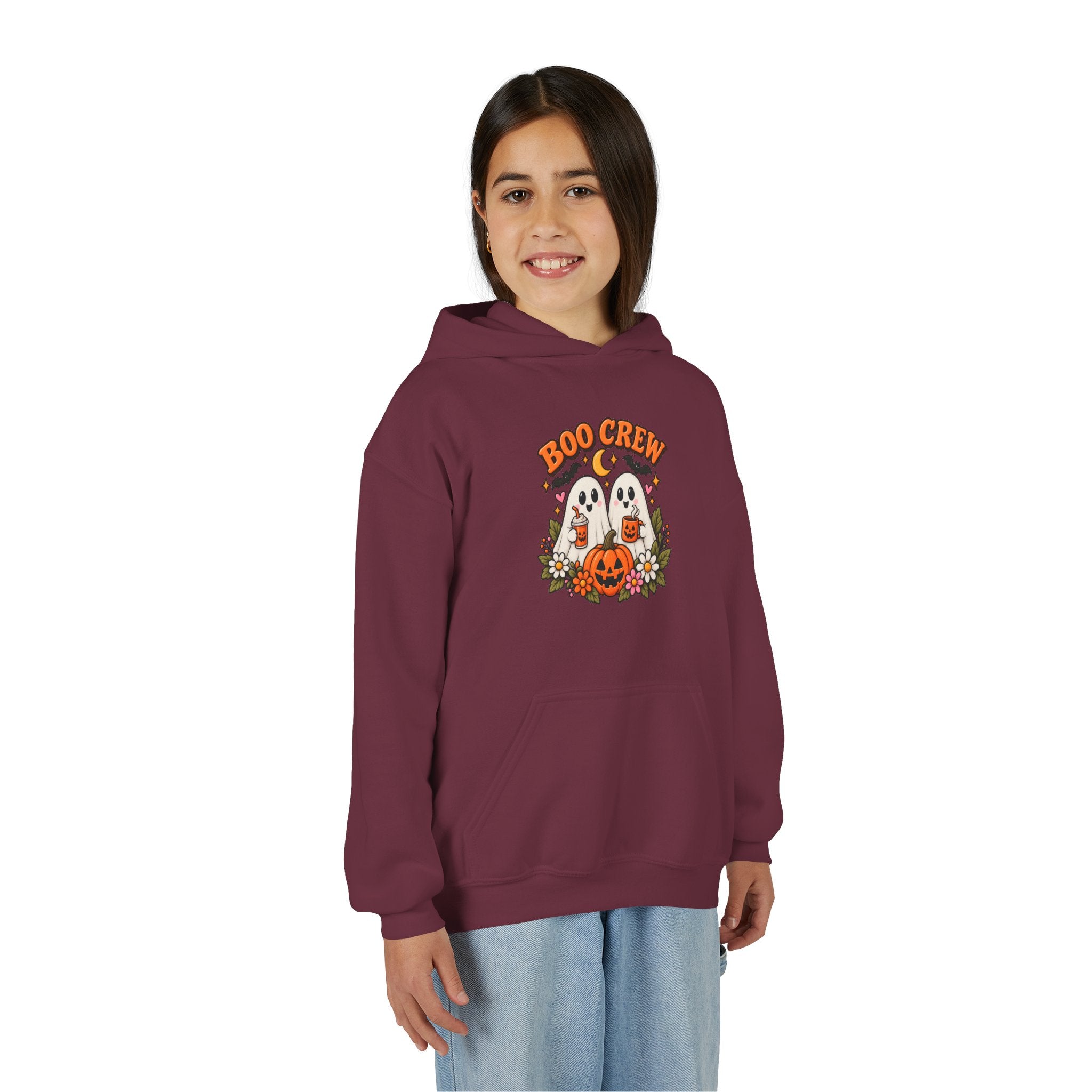 Youth 'Boo Crew' Halloween Hoodie — Cute Ghosts & Pumpkin Kids Sweatshirt