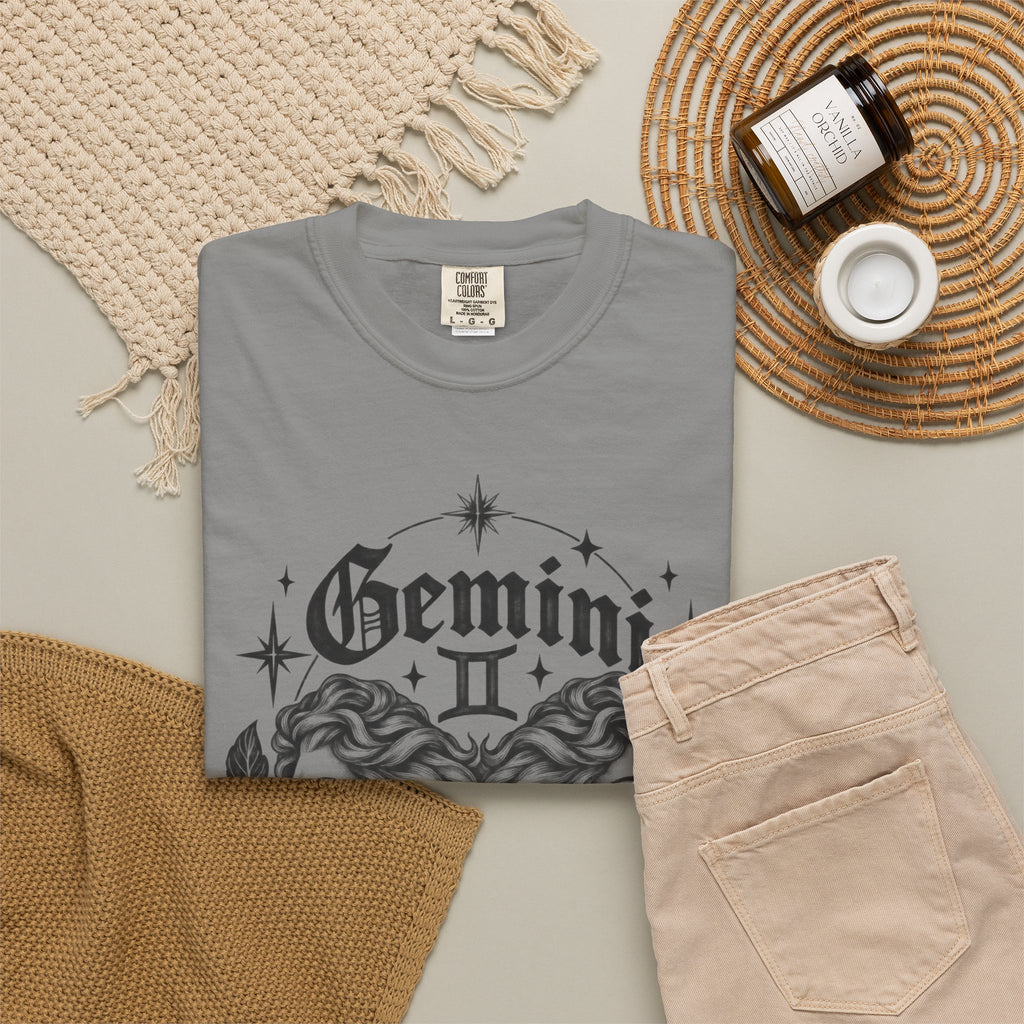 Gemini Zodiac Tee — Twin Faces Astrology T-Shirt