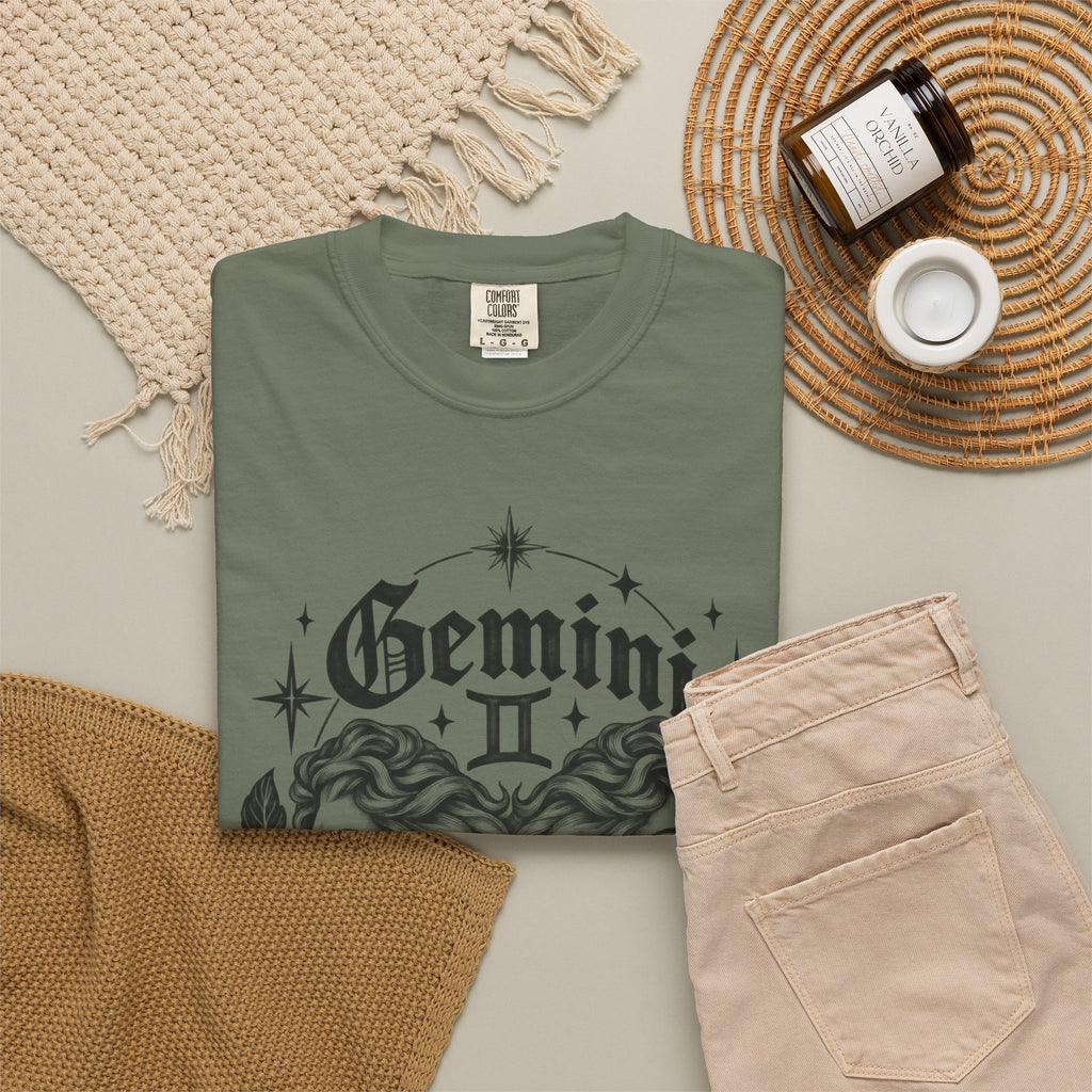 Gemini Zodiac Tee — Twin Faces Astrology T-Shirt