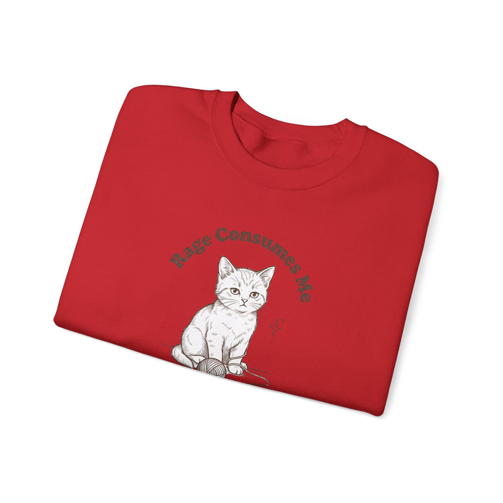Rage Consumes Me kitten sweatshirt | vintage minimalist cat, ironic emotion