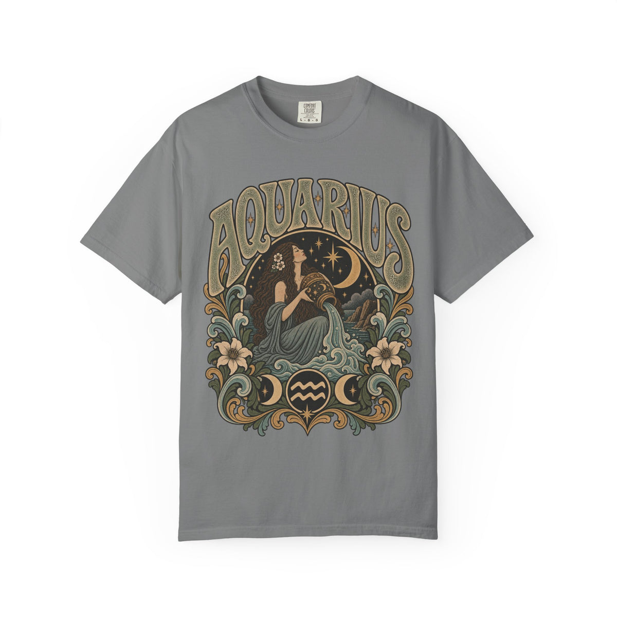 Vintage Aquarius Zodiac Tee — Retro Celestial Astrology T-Shirt