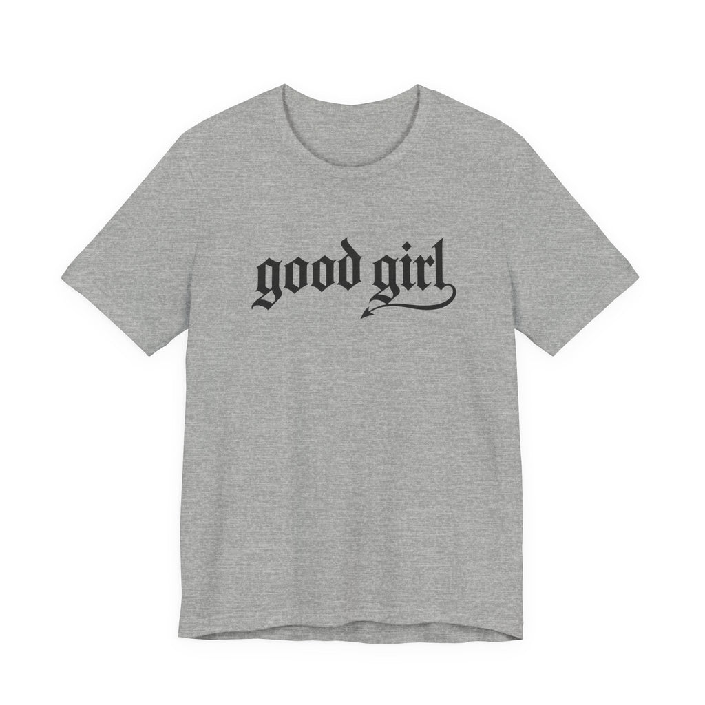 Good Girl Graphic Tee — Vintage Script White T-Shirt