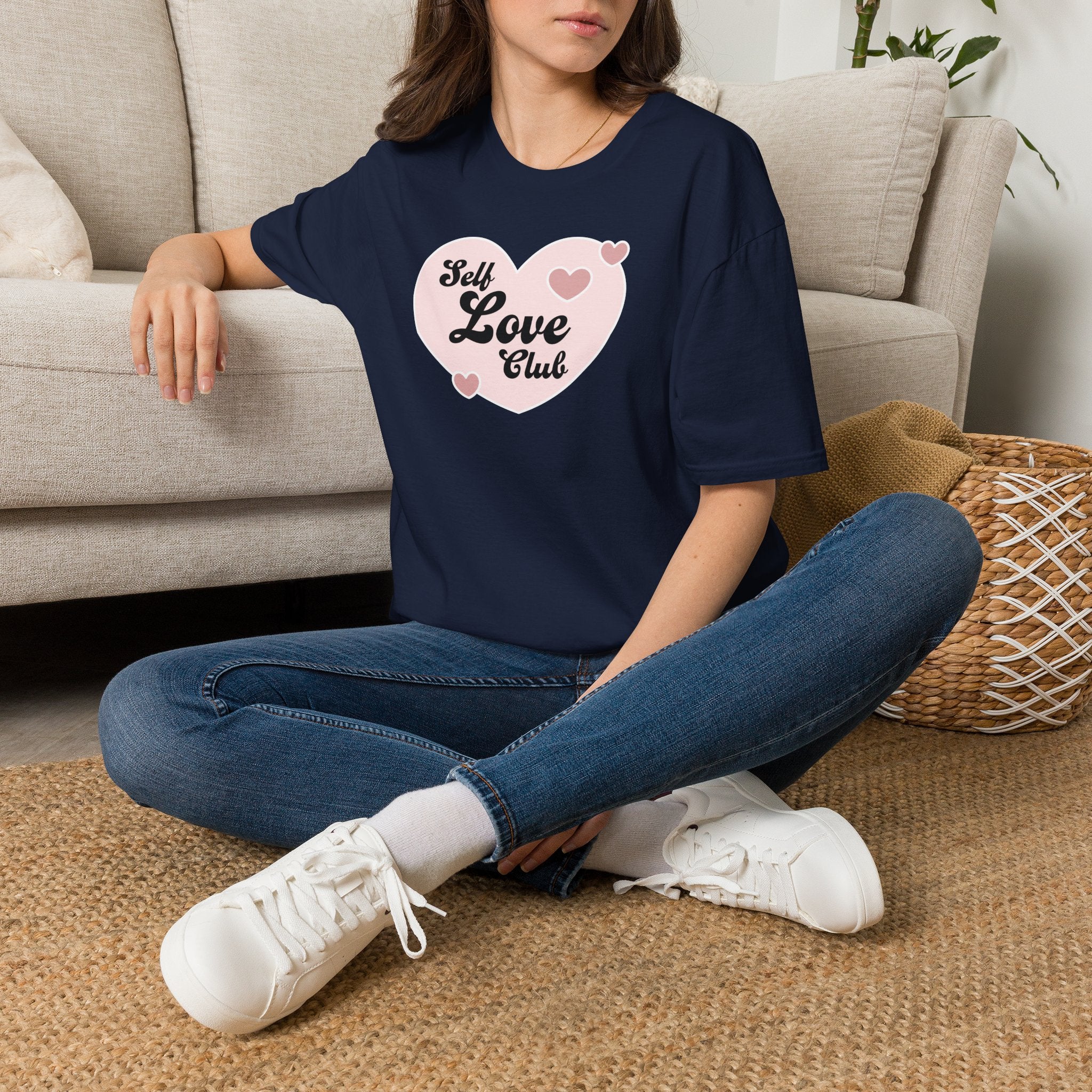 Self Love Club T-Shirt — Pink Heart Graphic Tee for Women & Teens