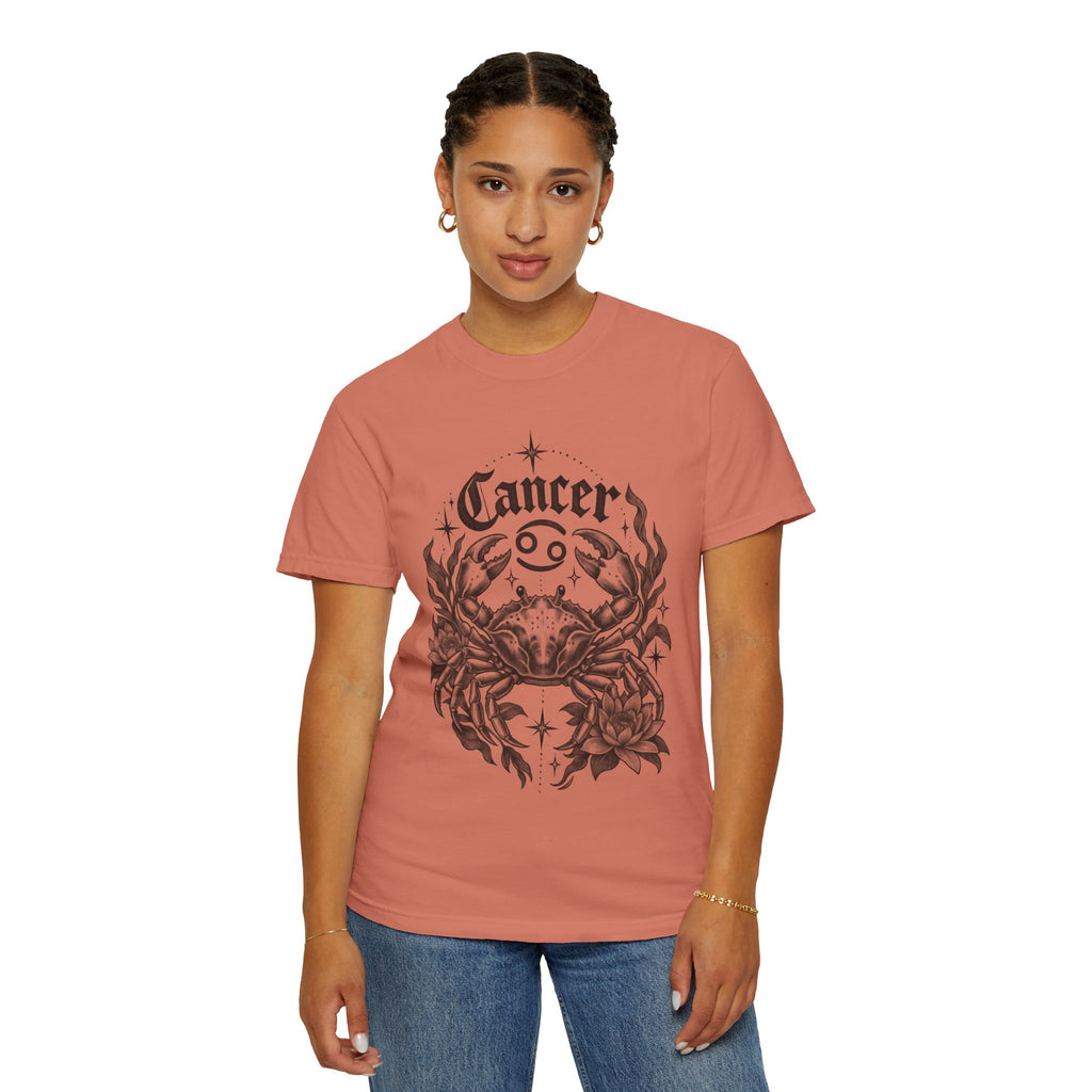 Cancer Zodiac T-Shirt — Floral Crab Astrology Tee