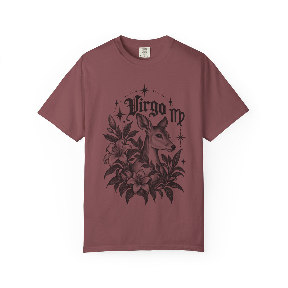 Virgo Floral Deer Zodiac Tee — Astrology Graphic T-Shirt