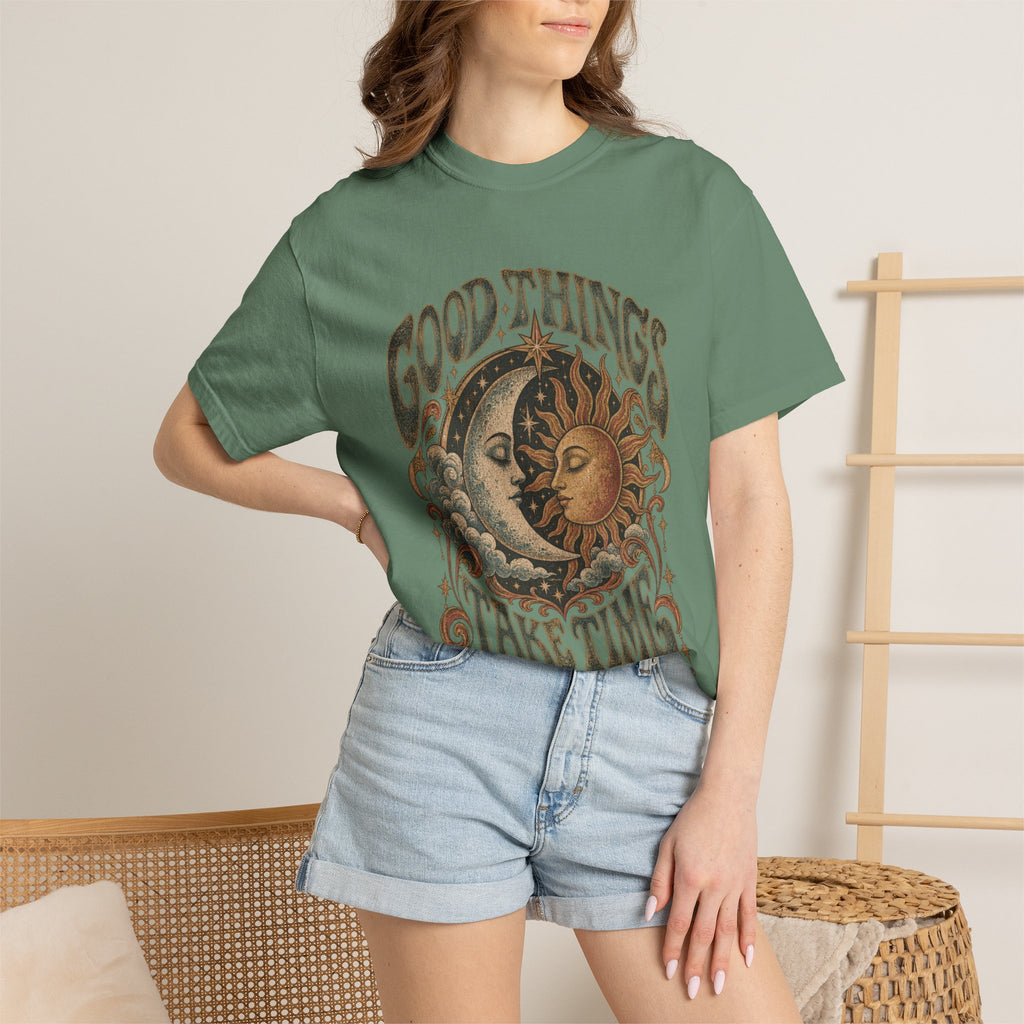 Good Things Take Time Tee — Vintage Sun & Moon Graphic T-Shirt
