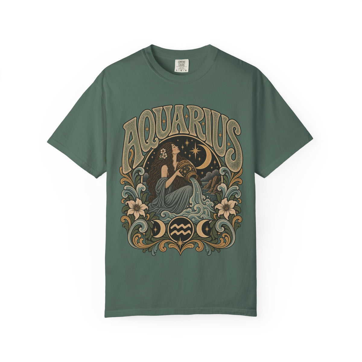 Vintage Aquarius Zodiac Tee — Retro Celestial Astrology T-Shirt