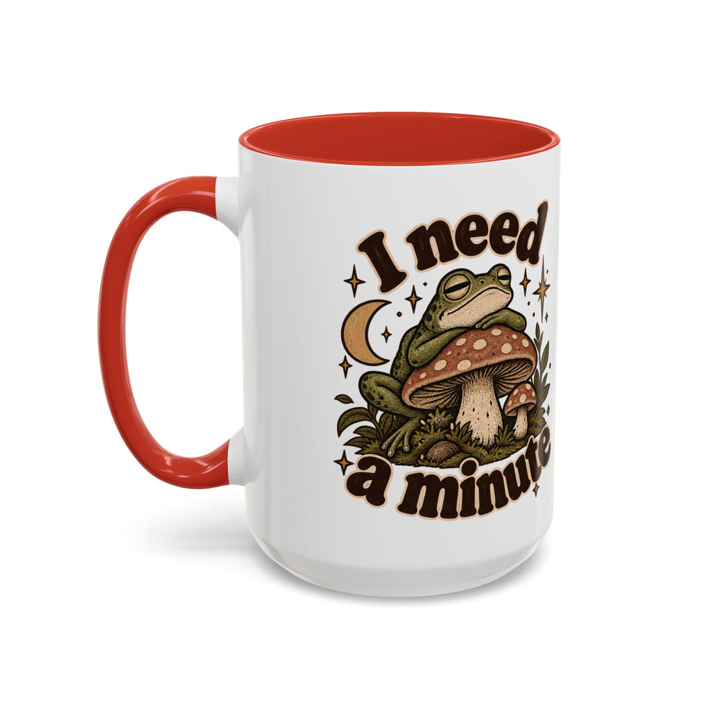 I Need a Minute Mug — Cozy Frog & Mushroom Ceramic Coffee Mug