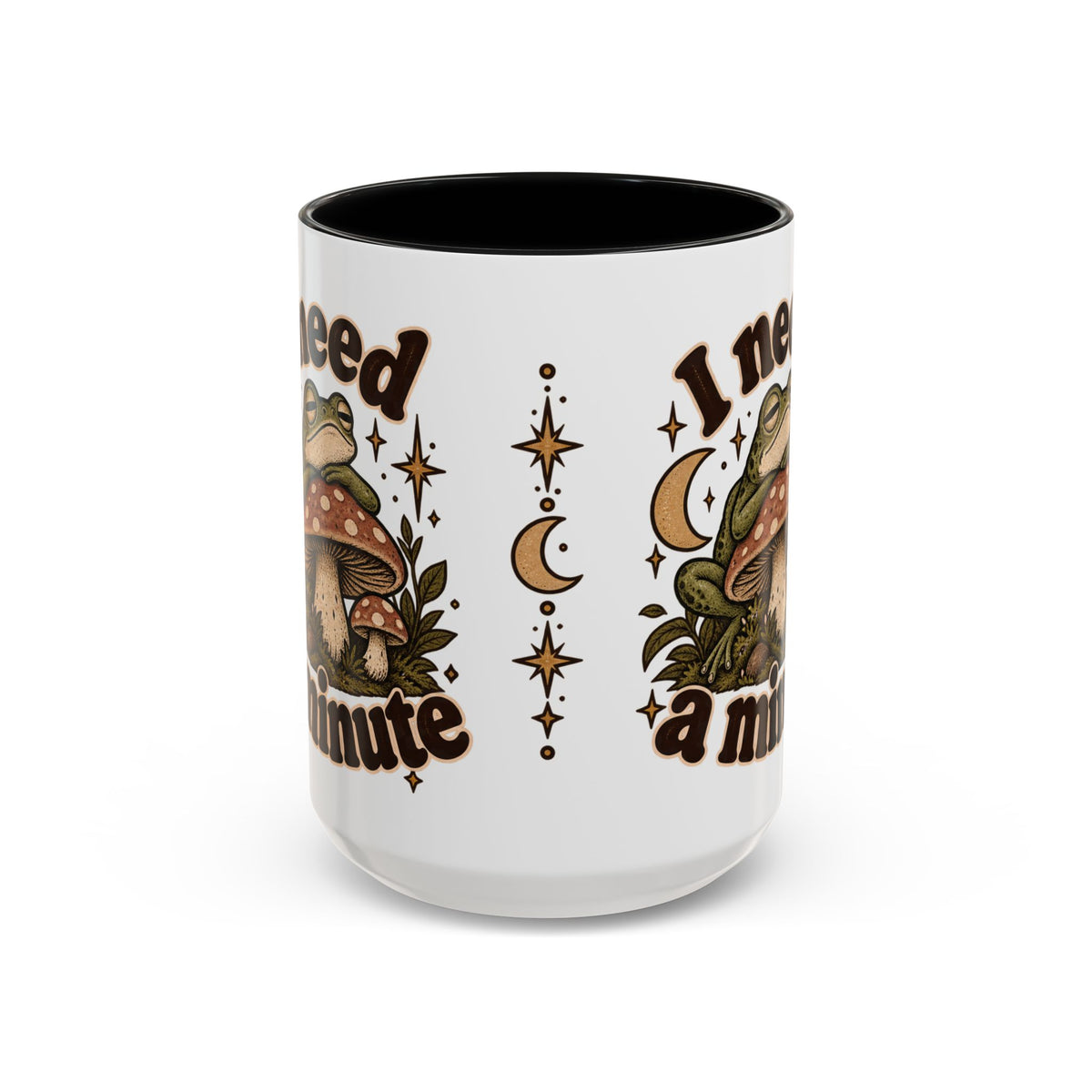I Need a Minute Mug — Cozy Frog & Mushroom Ceramic Coffee Mug