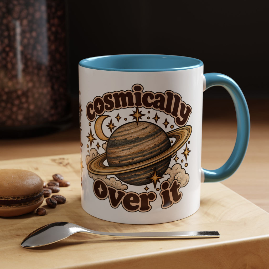 Cosmically Over It Mug — Retro Planet Celestial Ceramic Coffee Mug