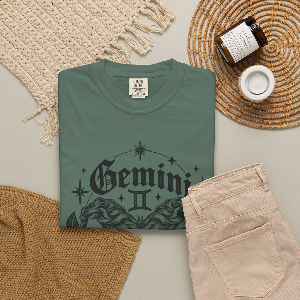 Gemini Zodiac Tee — Twin Faces Astrology T-Shirt