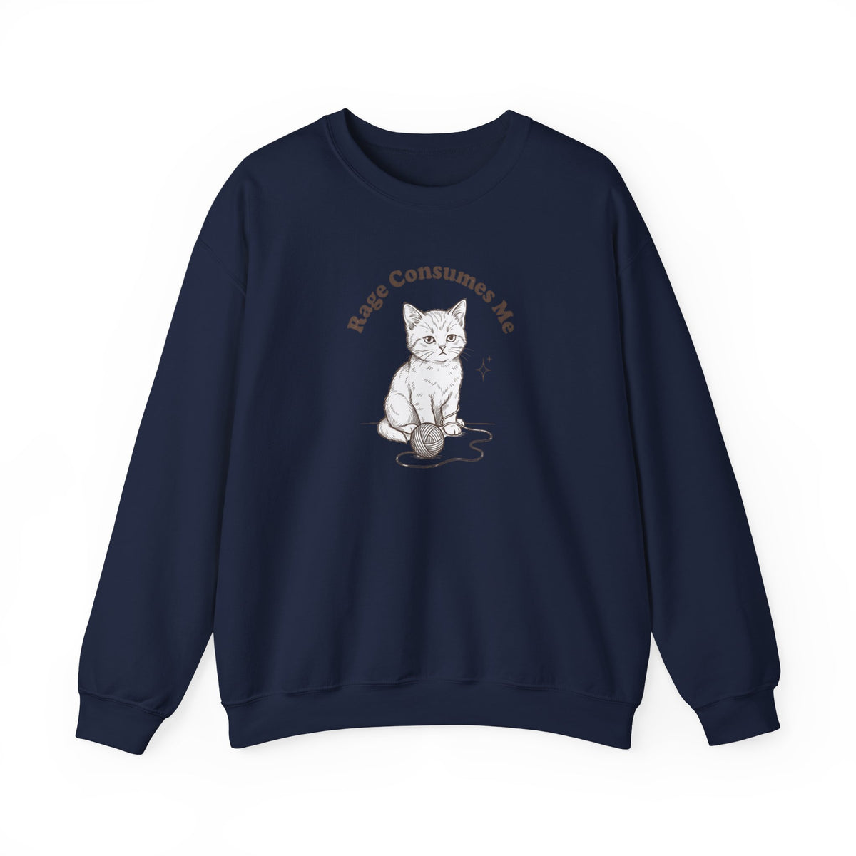 Rage Consumes Me kitten sweatshirt | vintage minimalist cat, ironic emotion