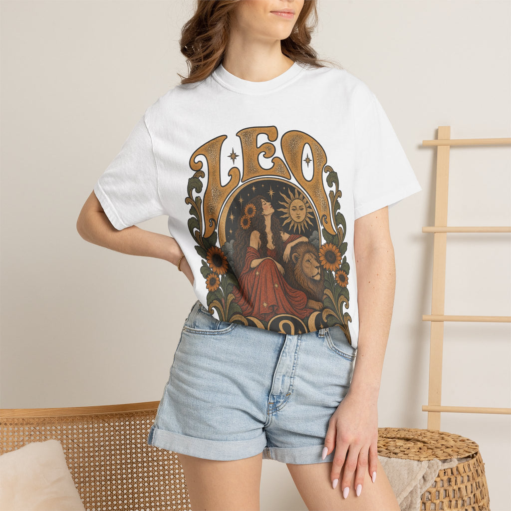Leo Zodiac T-Shirt — Vintage Astrology Lion Graphic