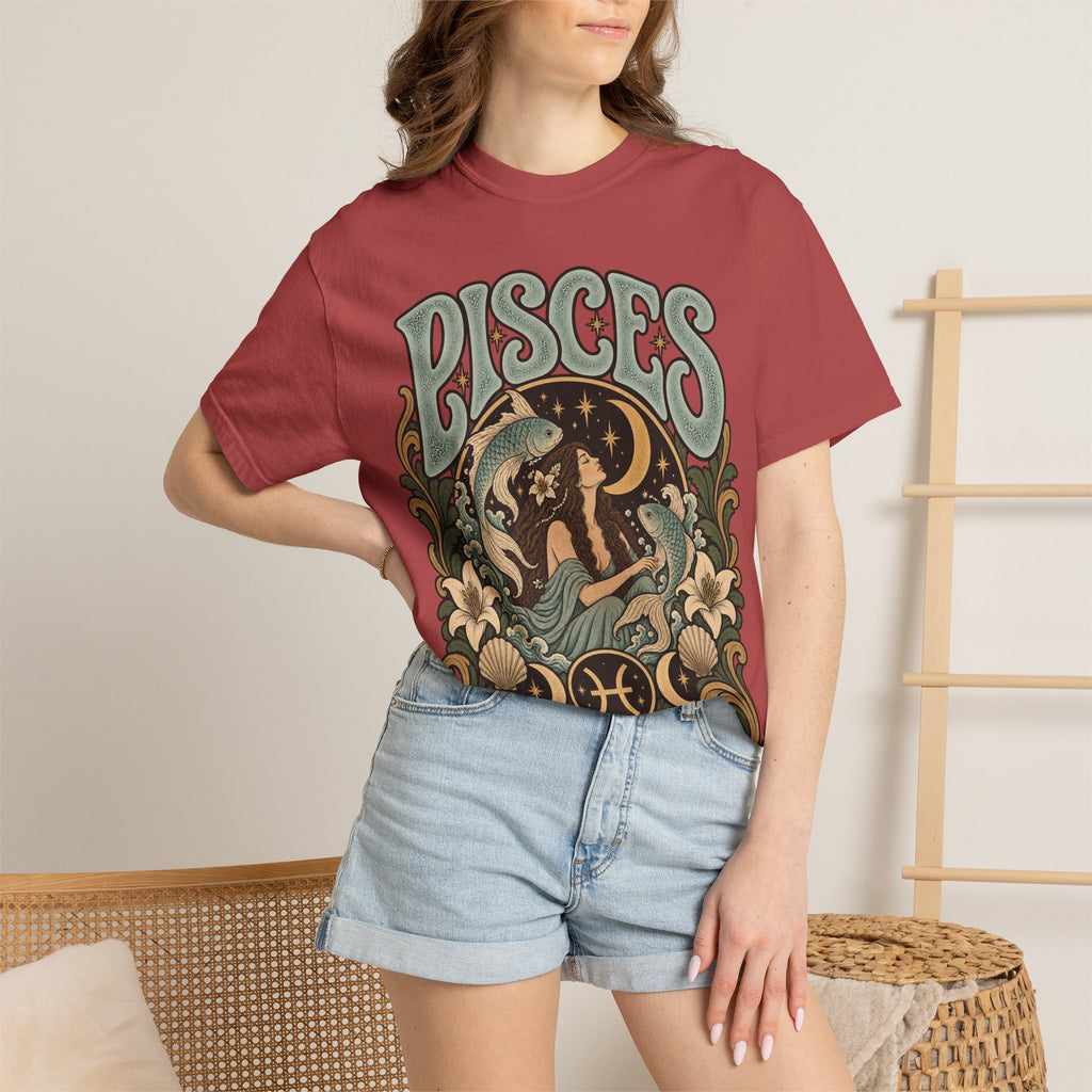 Pisces Zodiac T-Shirt — Retro Astrological Artwork