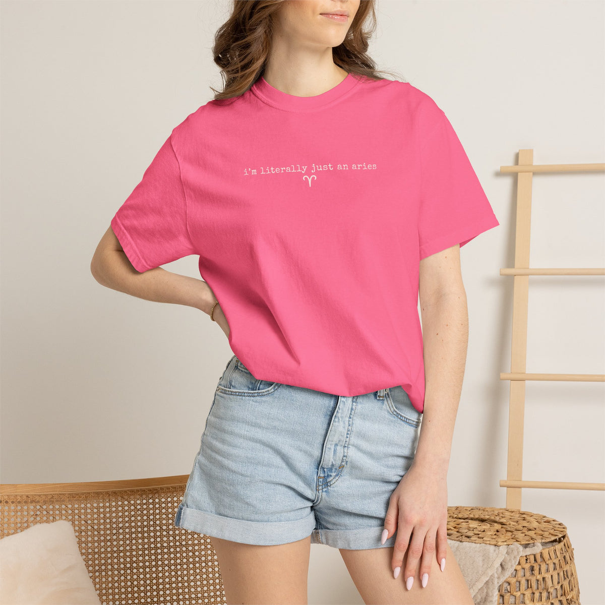 I'm Literally Just an Aries Garment-Dyed T-Shirt — Vintage Cream Comfort Tee