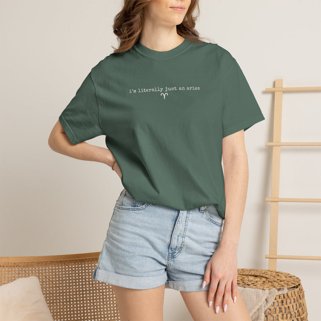 I'm Literally Just an Aries Garment-Dyed T-Shirt — Vintage Cream Comfort Tee