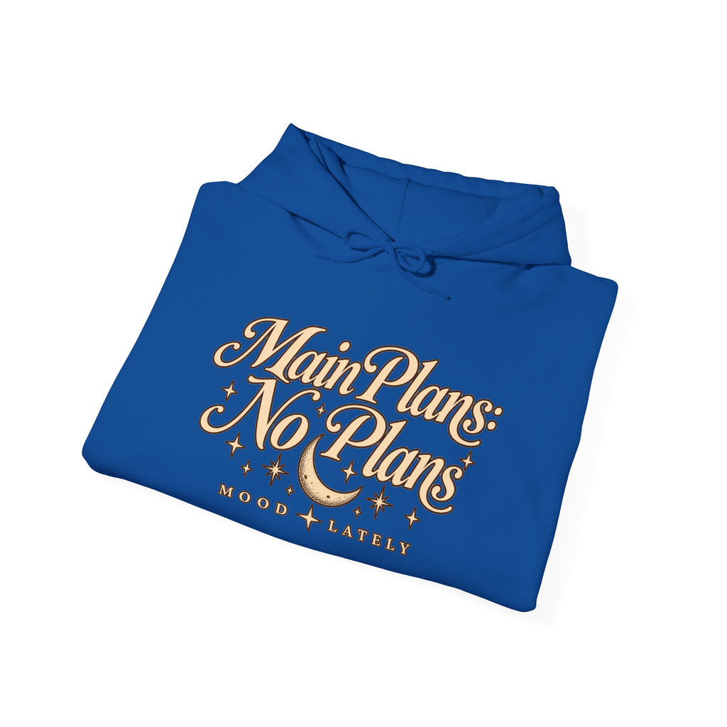Main Plans No Plans Hoodie — Cozy Retro Graphic Pullover