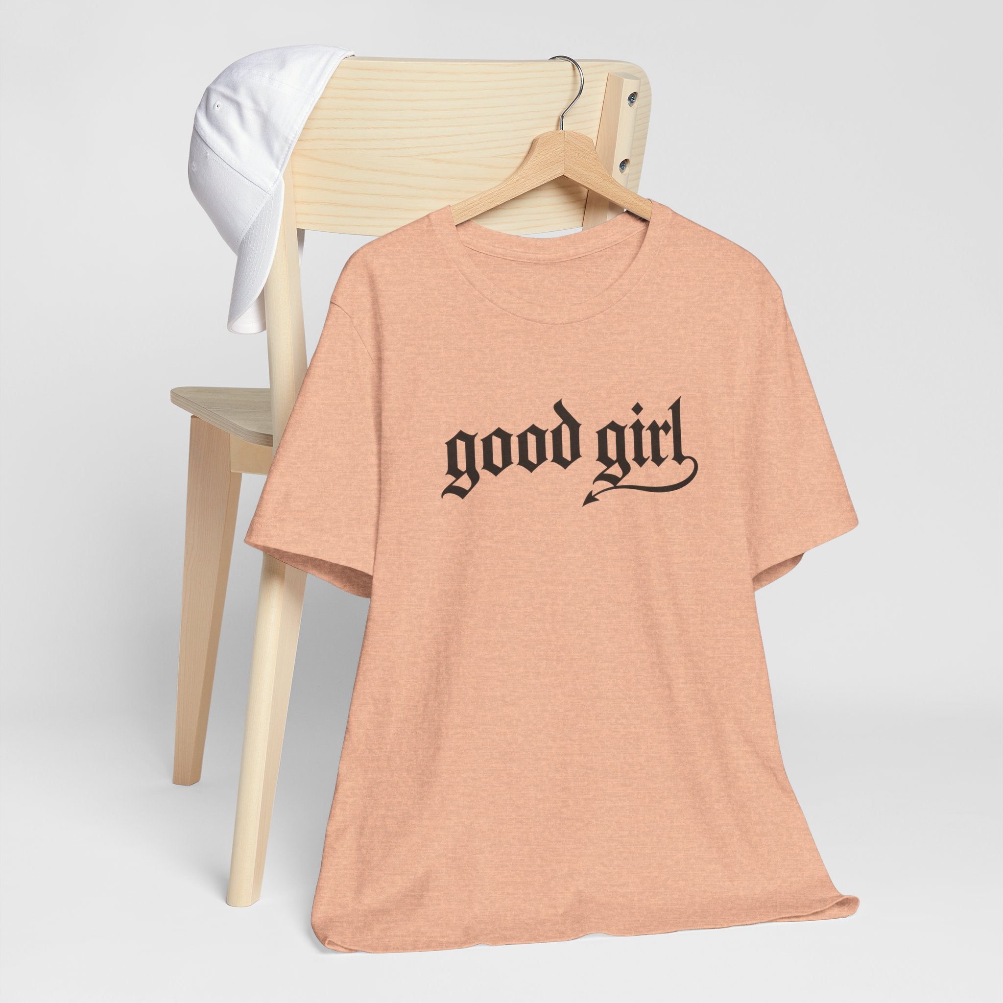 Good Girl Graphic Tee — Vintage Script White T-Shirt