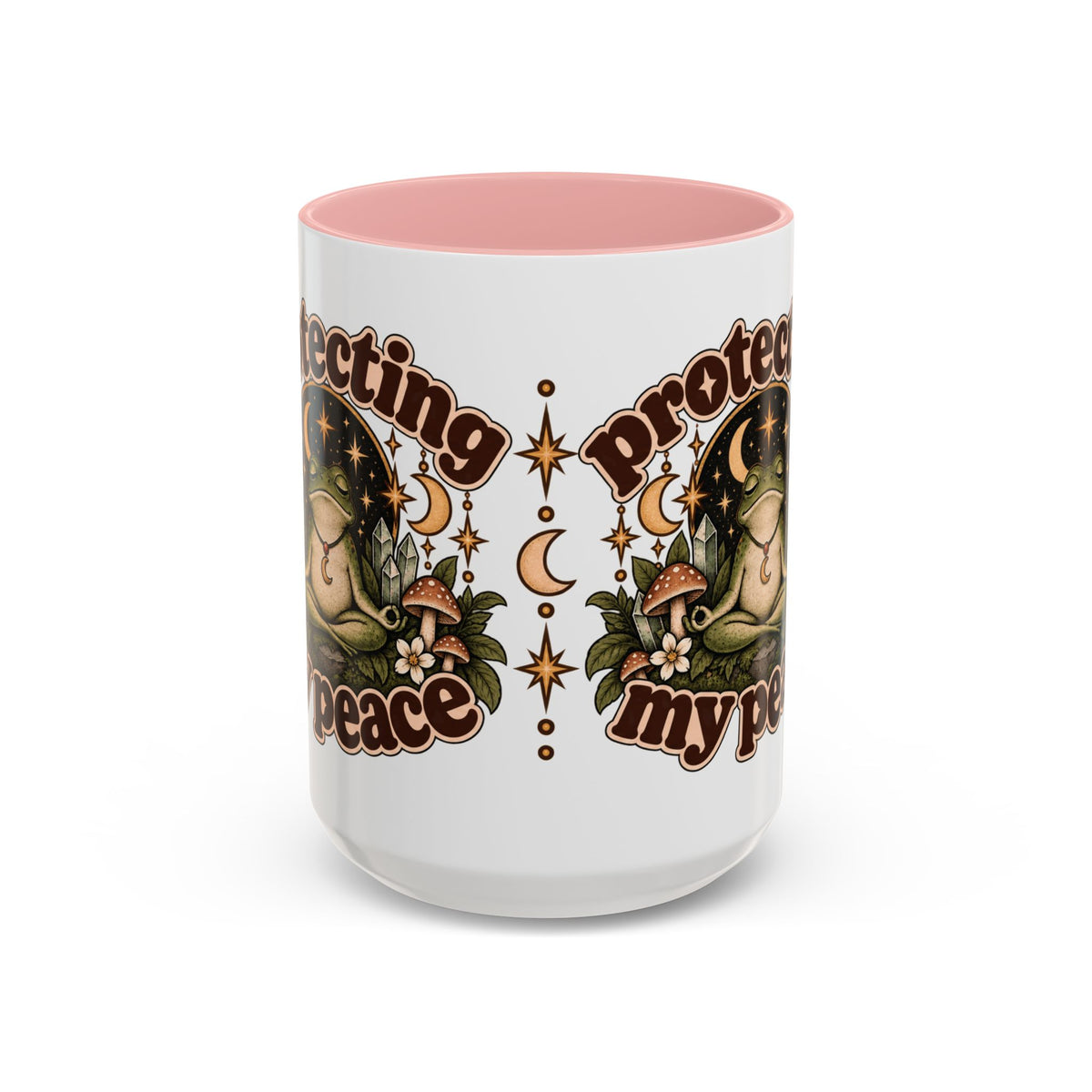 Protecting My Peace Mug — Frog & Mushroom Ceramic Coffee Mug
