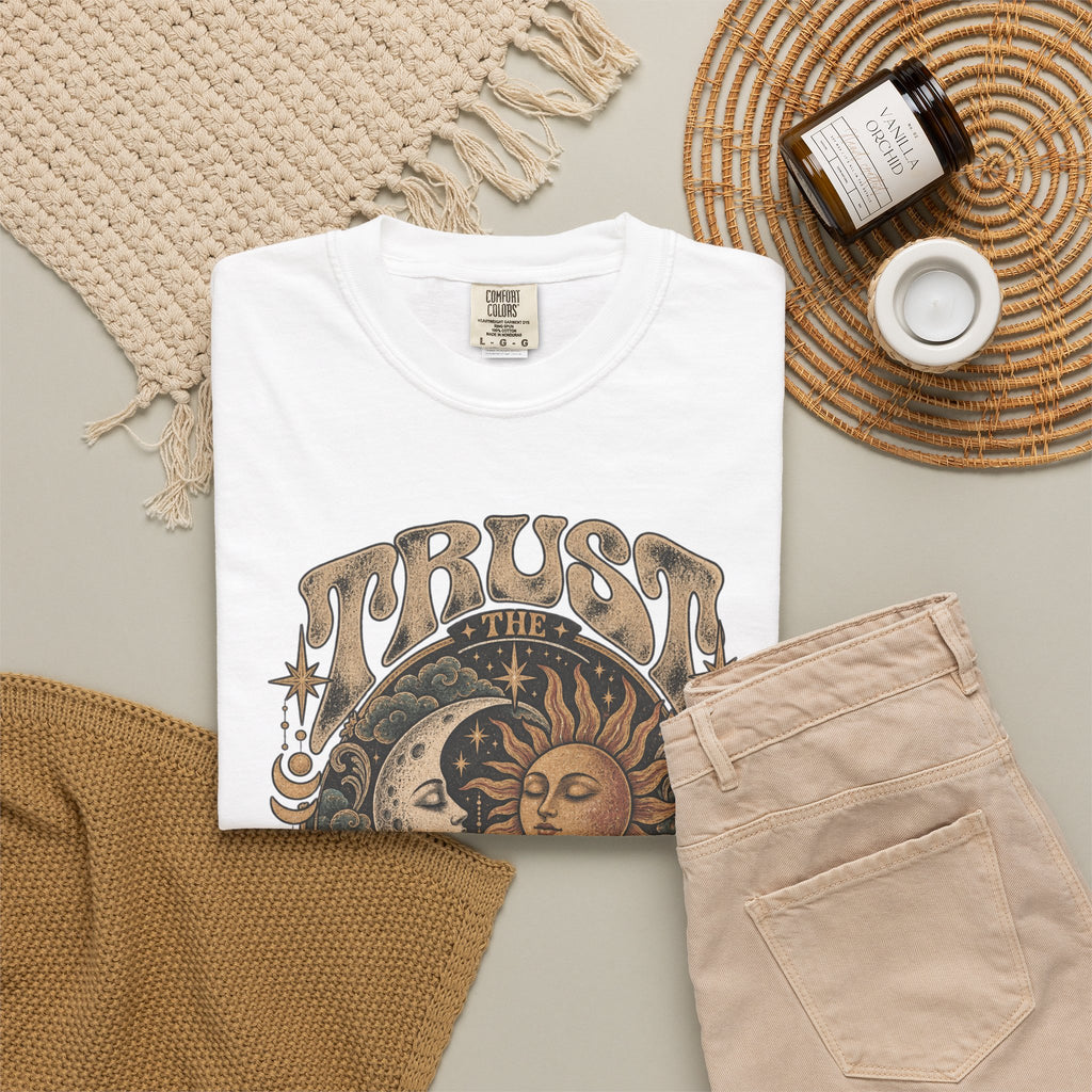 Trust the Universe T-Shirt — Vintage Sun & Moon Graphic