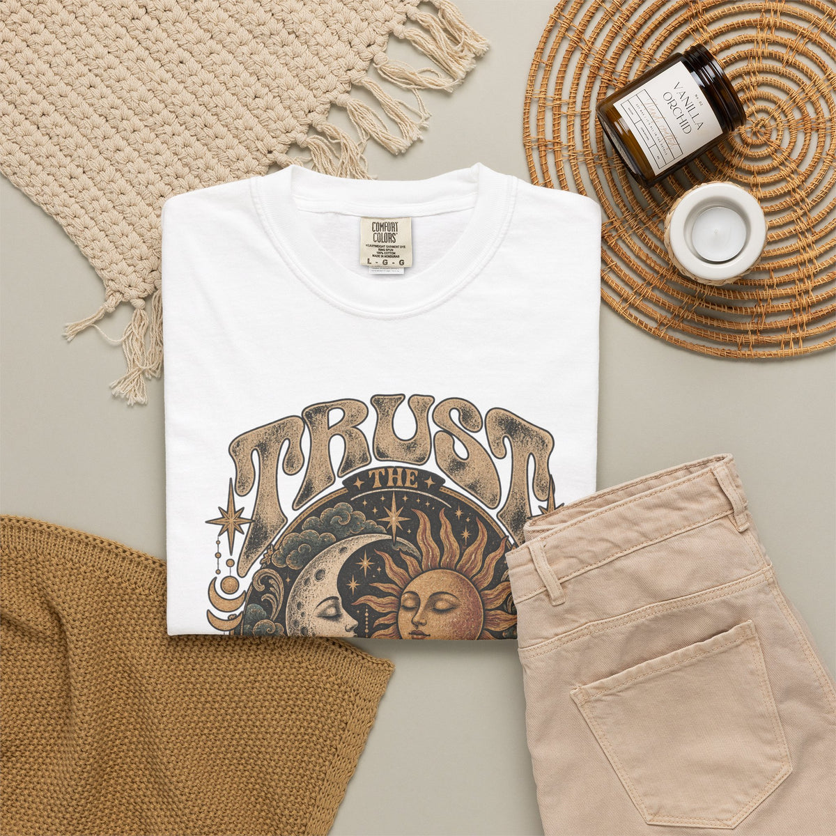 Trust the Universe T-Shirt — Vintage Sun & Moon Graphic