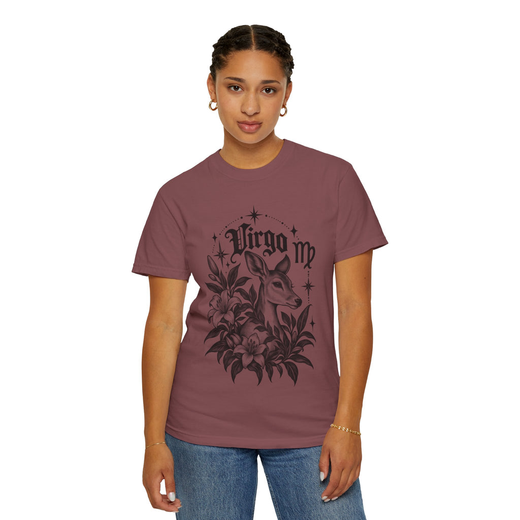 Virgo Zodiac T-Shirt — 'Virgo ' Floral Deer Astrology Tee