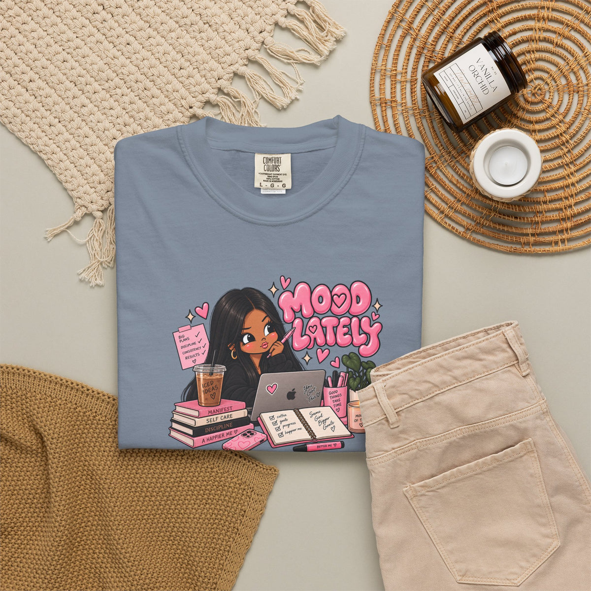 Mood Lately T-Shirt — Cute Study Girl Graphic Tee