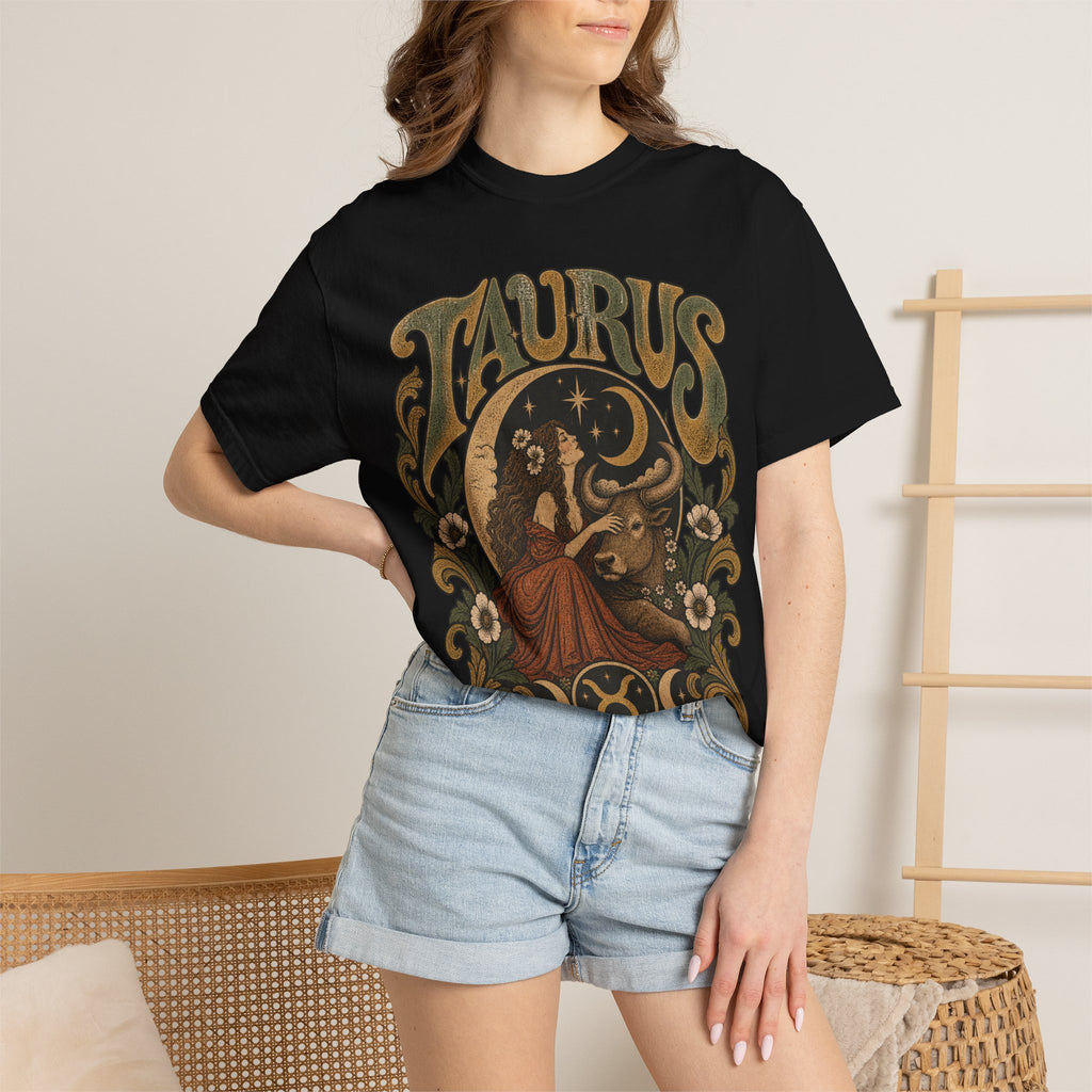 Taurus Zodiac T‑Shirt — Vintage Astrological Bull Graphic