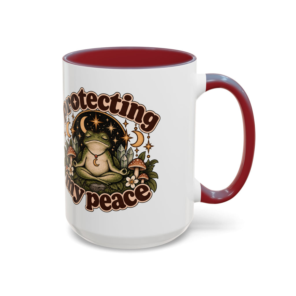 Protecting My Peace Mug — Frog & Mushroom Ceramic Coffee Mug