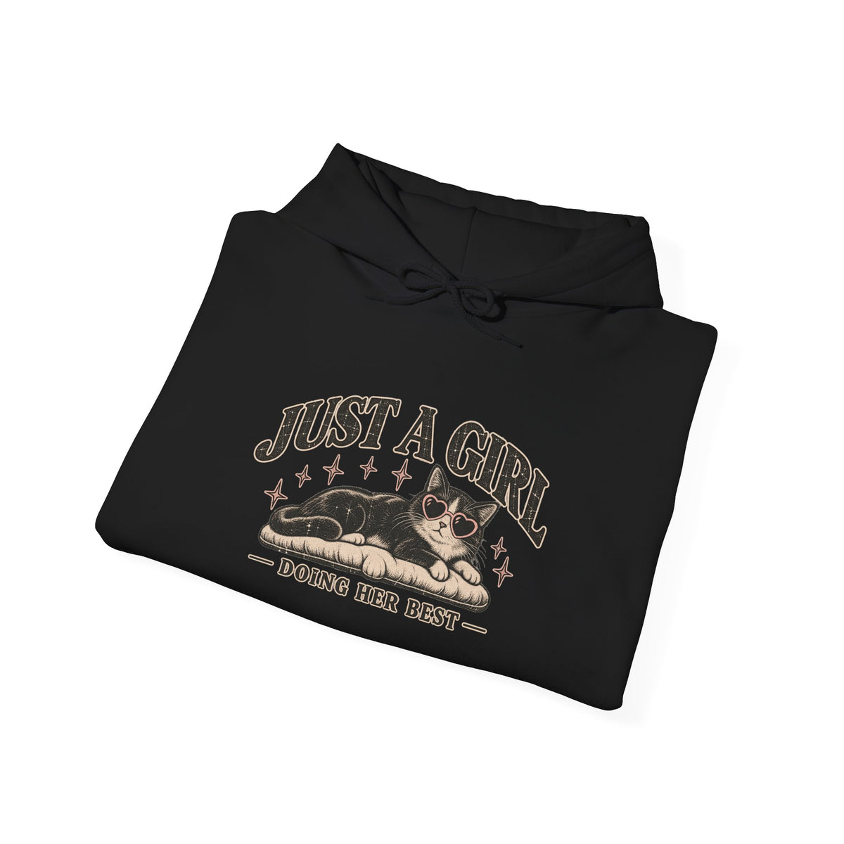 Just a Girl Doing Her Best Hoodie — Cute Cat Graphic Pullover