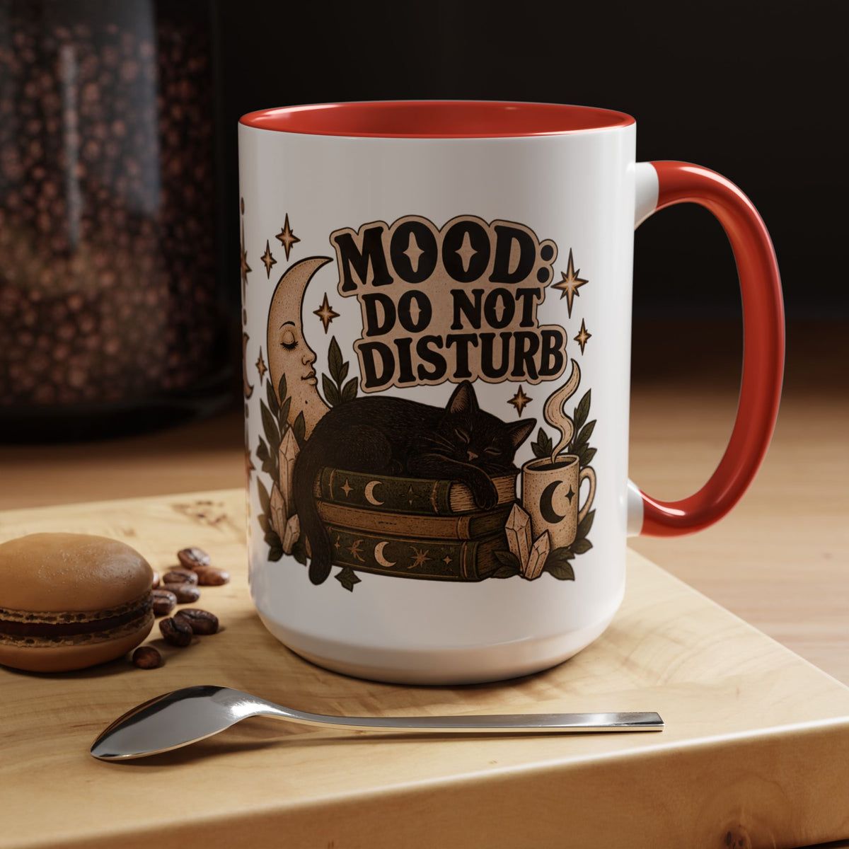 Mood: Do Not Disturb Mug — Sleepy Cat & Moon Ceramic Coffee Mug