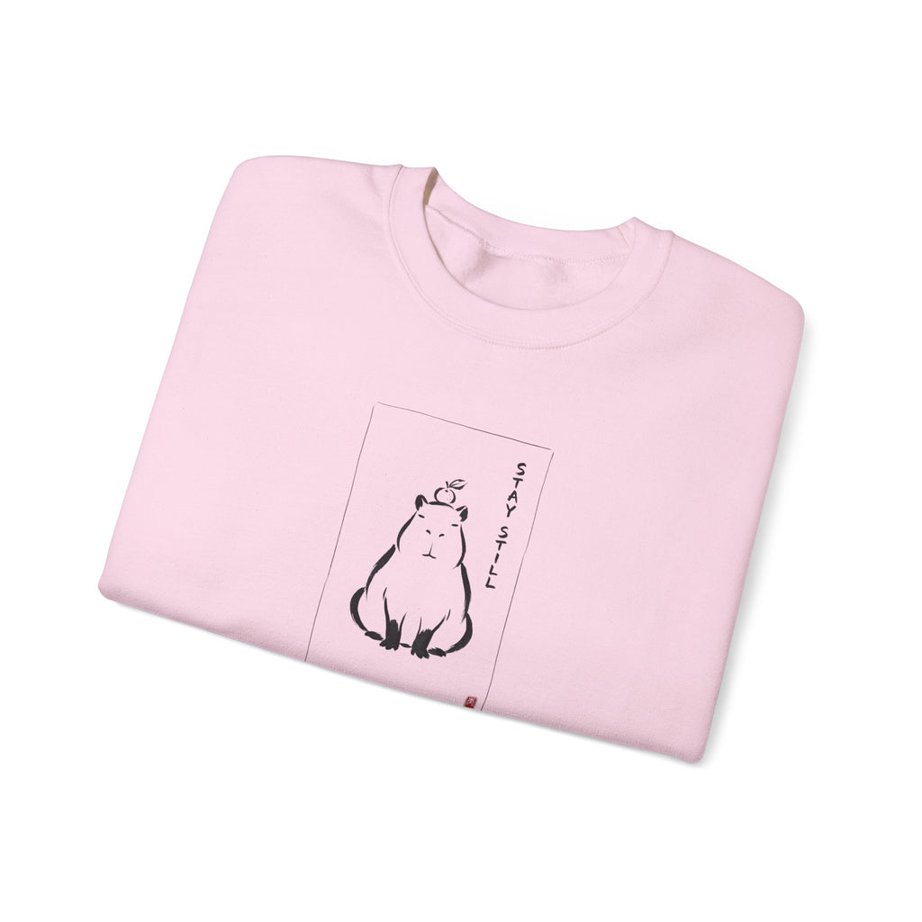 Calm Anime-style Capybara Sweatshirt | Japanese Ink Cat Aesthetic