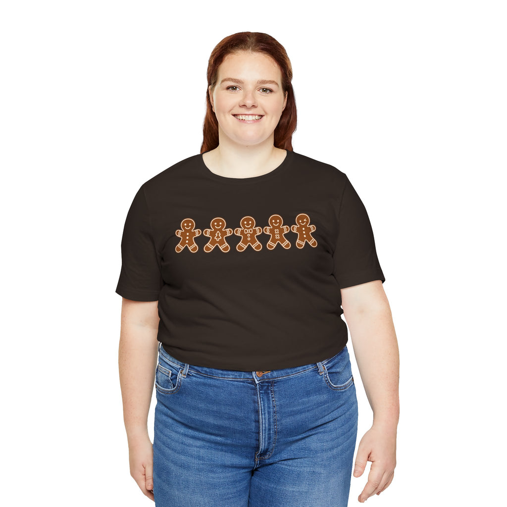 Gingerbread Friends T-Shirt — Cute Row of Gingerbread Men Holiday Tee